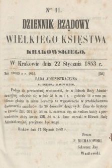 Dziennik Rządowy Wielkiego Księstwa Krakowskiego. 1853, nr 11