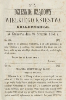 Dziennik Rządowy Wielkiego Księstwa Krakowskiego. 1854, nr 5
