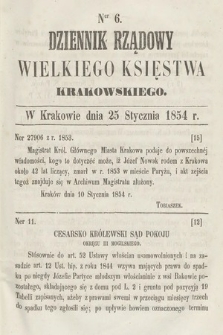 Dziennik Rządowy Wielkiego Księstwa Krakowskiego. 1854, nr 6
