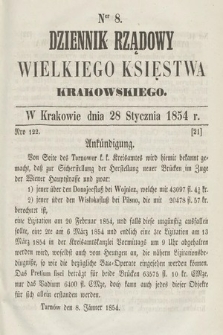 Dziennik Rządowy Wielkiego Księstwa Krakowskiego. 1854, nr 8