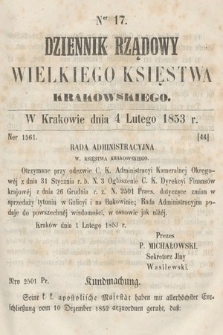 Dziennik Rządowy Wielkiego Księstwa Krakowskiego. 1853, nr 17