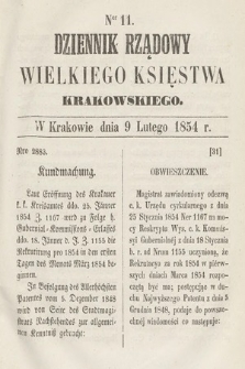 Dziennik Rządowy Wielkiego Księstwa Krakowskiego. 1854, nr 11