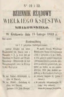 Dziennik Rządowy Wielkiego Księstwa Krakowskiego. 1853, nr 21-22