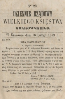 Dziennik Rządowy Wielkiego Księstwa Krakowskiego. 1853, nr 23