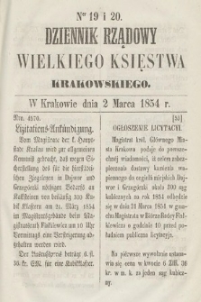 Dziennik Rządowy Wielkiego Księstwa Krakowskiego. 1854, nr 19-20