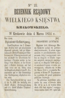 Dziennik Rządowy Wielkiego Księstwa Krakowskiego. 1854, nr 22