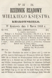 Dziennik Rządowy Wielkiego Księstwa Krakowskiego. 1853, nr 32-34