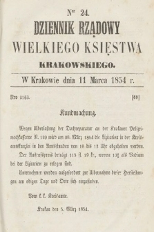 Dziennik Rządowy Wielkiego Księstwa Krakowskiego. 1854, nr 24
