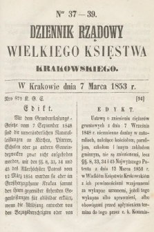 Dziennik Rządowy Wielkiego Księstwa Krakowskiego. 1853, nr 37-39