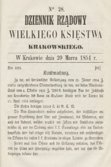 Dziennik Rządowy Wielkiego Księstwa Krakowskiego. 1854, nr 28