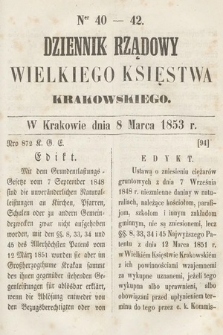 Dziennik Rządowy Wielkiego Księstwa Krakowskiego. 1853, nr 40-42