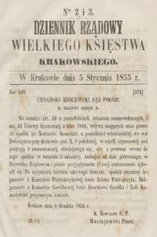 Dziennik Rządowy Wielkiego Księstwa Krakowskiego. 1855, nr 2-3
