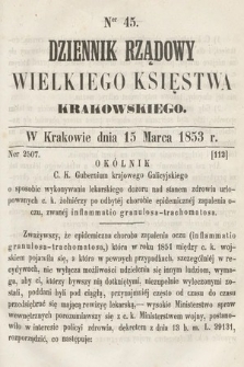 Dziennik Rządowy Wielkiego Księstwa Krakowskiego. 1853, nr 45