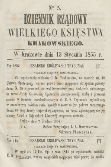 Dziennik Rządowy Wielkiego Księstwa Krakowskiego. 1855, nr 5