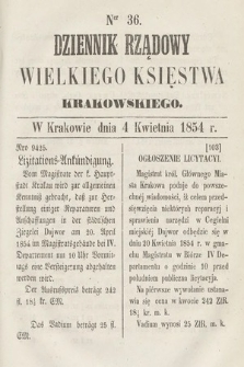 Dziennik Rządowy Wielkiego Księstwa Krakowskiego. 1854, nr 36