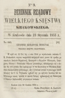 Dziennik Rządowy Wielkiego Księstwa Krakowskiego. 1855, nr 9