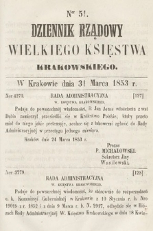 Dziennik Rządowy Wielkiego Księstwa Krakowskiego. 1853, nr 51