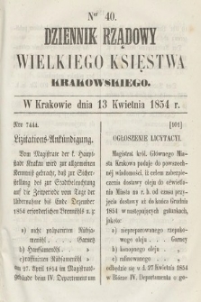 Dziennik Rządowy Wielkiego Księstwa Krakowskiego. 1854, nr 40