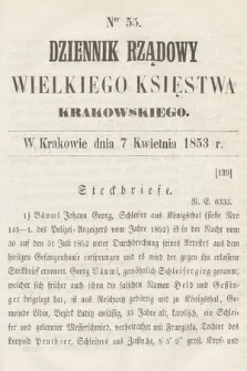 Dziennik Rządowy Wielkiego Księstwa Krakowskiego. 1853, nr 55