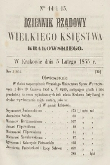 Dziennik Rządowy Wielkiego Księstwa Krakowskiego. 1855, nr 14-15