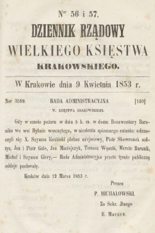 Dziennik Rządowy Wielkiego Księstwa Krakowskiego. 1853, nr 56-57