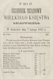 Dziennik Rządowy Wielkiego Księstwa Krakowskiego. 1855, nr 16-17