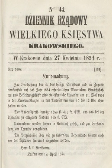 Dziennik Rządowy Wielkiego Księstwa Krakowskiego. 1854, nr 44