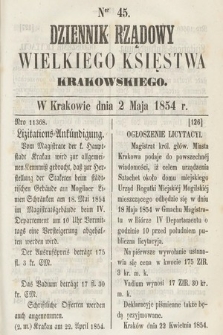 Dziennik Rządowy Wielkiego Księstwa Krakowskiego. 1854, nr 45