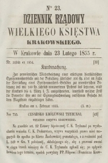Dziennik Rządowy Wielkiego Księstwa Krakowskiego. 1855, nr 23