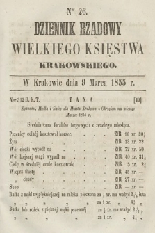 Dziennik Rządowy Wielkiego Księstwa Krakowskiego. 1855, nr 26