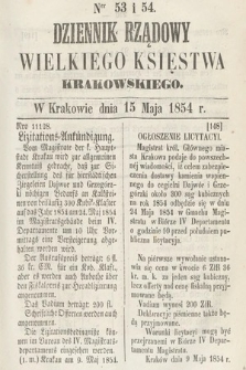 Dziennik Rządowy Wielkiego Księstwa Krakowskiego. 1854, nr 53-54