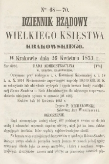 Dziennik Rządowy Wielkiego Księstwa Krakowskiego. 1853, nr 68-70