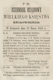 Dziennik Rządowy Wielkiego Księstwa Krakowskiego. 1855, nr 28