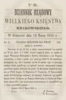 Dziennik Rządowy Wielkiego Księstwa Krakowskiego. 1855, nr 30