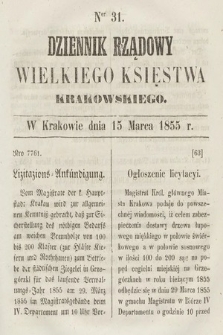 Dziennik Rządowy Wielkiego Księstwa Krakowskiego. 1855, nr 31