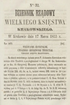 Dziennik Rządowy Wielkiego Księstwa Krakowskiego. 1855, nr 32