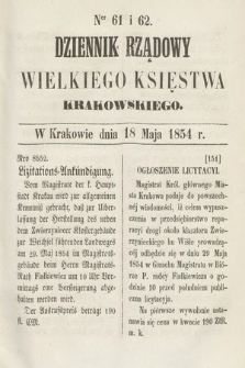 Dziennik Rządowy Wielkiego Księstwa Krakowskiego. 1854, nr 61-62