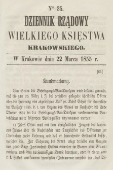 Dziennik Rządowy Wielkiego Księstwa Krakowskiego. 1855, nr 35