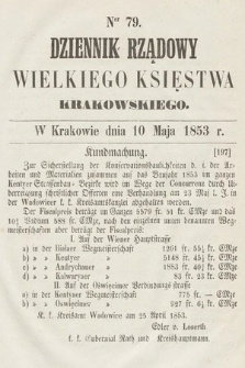 Dziennik Rządowy Wielkiego Księstwa Krakowskiego. 1853, nr 79