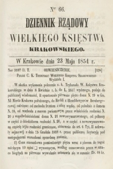 Dziennik Rządowy Wielkiego Księstwa Krakowskiego. 1854, nr 66