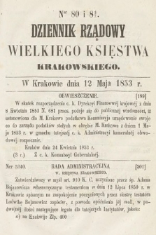 Dziennik Rządowy Wielkiego Księstwa Krakowskiego. 1853, nr 80-81