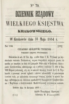 Dziennik Rządowy Wielkiego Księstwa Krakowskiego. 1854, nr 70