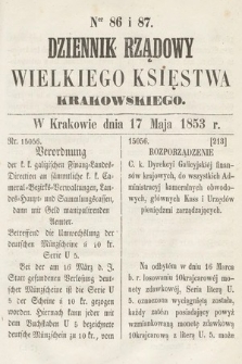 Dziennik Rządowy Wielkiego Księstwa Krakowskiego. 1853, nr 86-87