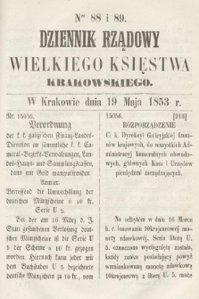 Dziennik Rządowy Wielkiego Księstwa Krakowskiego. 1853, nr 88-89