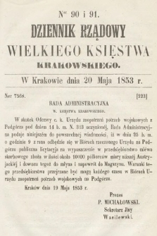 Dziennik Rządowy Wielkiego Księstwa Krakowskiego. 1853, nr 90-91