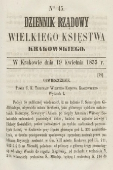Dziennik Rządowy Wielkiego Księstwa Krakowskiego. 1855, nr 45