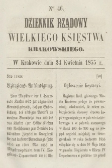 Dziennik Rządowy Wielkiego Księstwa Krakowskiego. 1855, nr 46