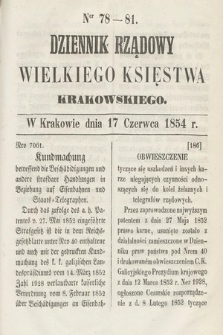 Dziennik Rządowy Wielkiego Księstwa Krakowskiego. 1854, nr 78-81