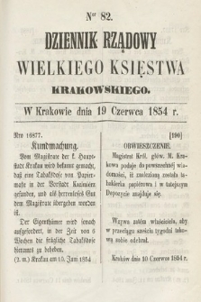 Dziennik Rządowy Wielkiego Księstwa Krakowskiego. 1854, nr 82