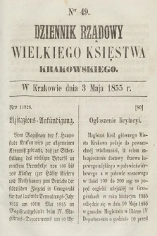 Dziennik Rządowy Wielkiego Księstwa Krakowskiego. 1855, nr 49